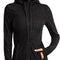 Women'S Brushed Full Zip Hoodie Jacket Sportswear Hooded Workout Track Running Jacket with Zip Pockets