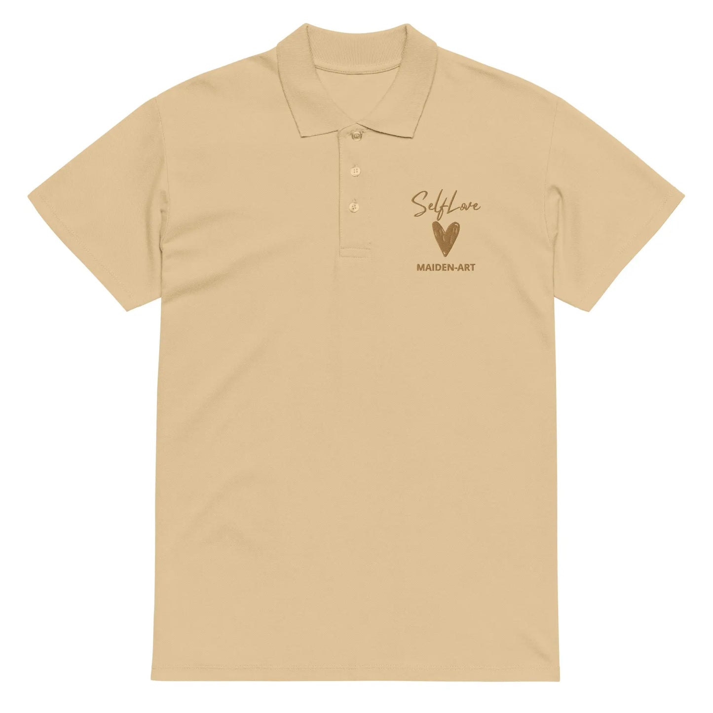 Self Love Premium Pique Polo Shirt with Old Gold Embroidery