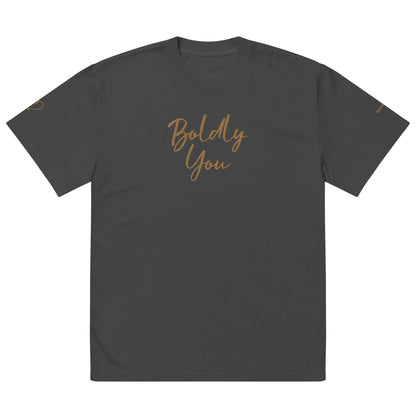 Boldly You Oversized Faded T-Shirt with Old Gold Embroidery | Oversized T-Shirt