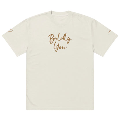 Boldly You Oversized Faded T-Shirt with Old Gold Embroidery | Oversized T-Shirt